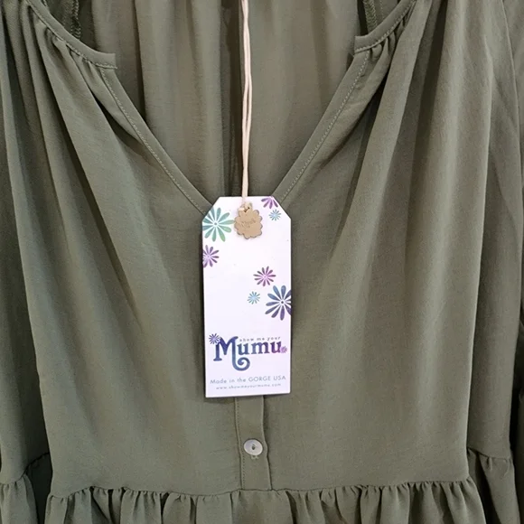 SMYM | Sienna Swing Dress Army Green Chiffon Dress - Picture 7 of 9